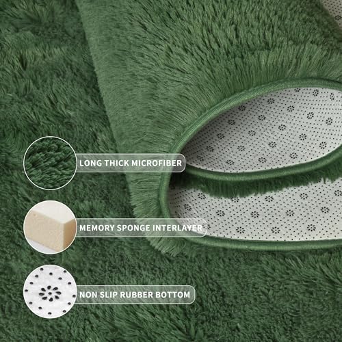 Tepook 6x9 Fluffy Dark Green Area Rugs for Living Room Bedroom - Image 5