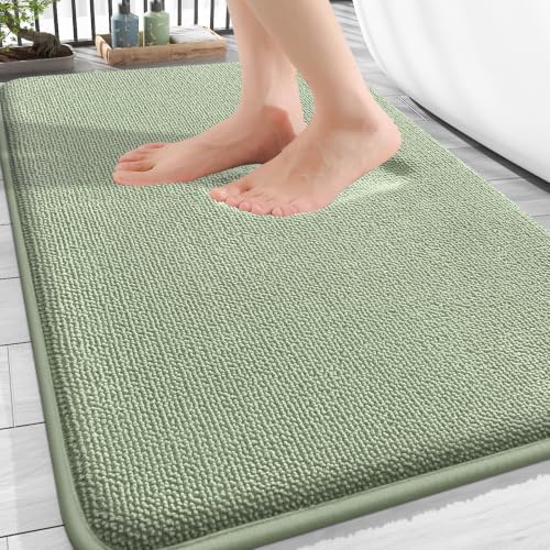 OLANLY Thick Memory Foam Bathroom Rug 30x18, Absorbent Bath Mat, Sage Green by OLANLY