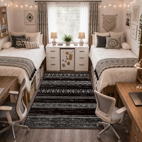 4x6 Washable Area Rugs for Living Room Boho Bedroom Rug Black/White by BESTSWEETIE