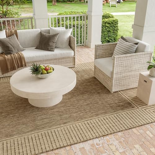 nuLOOM Asha Light Brown Bordered Indoor/Outdoor Area Rug, 4' x 5' - Image 5