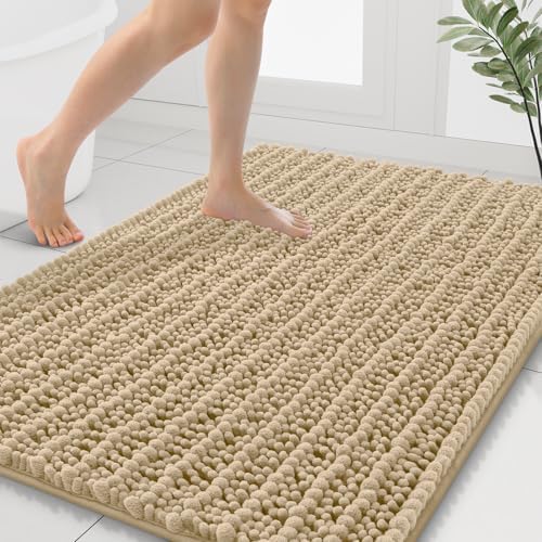 Smiry Bathroom Rugs 40X32, Extra Soft Rubber Backing Chenille Bath Mats by Smiry