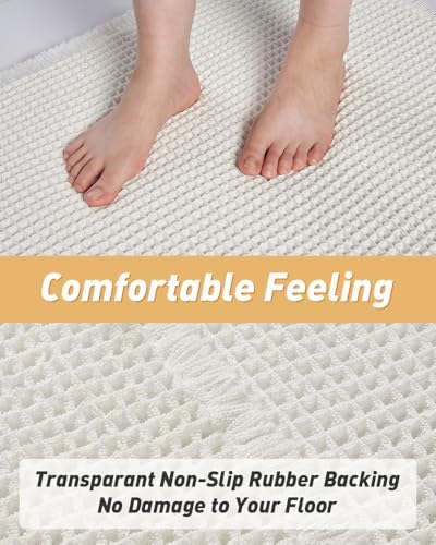 Upgraded Waffle Bath Mat Set of 2 Absorbent Bathroom Mat 18"x30" + 24"x48" - Image 4