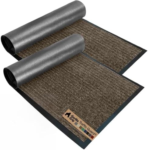 GORILLA GRIP Traffic Guard Indoor Outdoor Heavy Duty Door Mat, 35x23 Brown by GorillaGrip