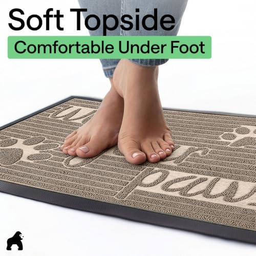 GORILLA GRIP WeatherMAX Door Mat, Indoor Outdoor Use, 35x23, Beige Paw - Image 7