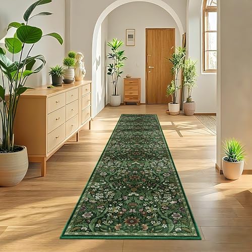 2x10 Floral Runner Rug for Kitchen Washable Hallway Runner Rug - Image 2