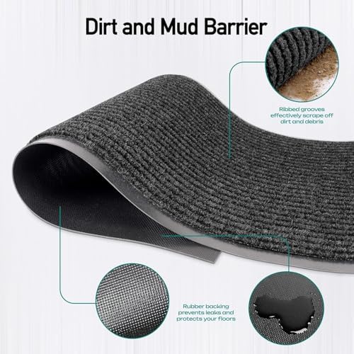Durable Rubber Door Mat - Heavy Duty, Indoor/Outdoor, Easy Clean, Waterproof, Low-Profile Mat for Entry, Patio, Garage - Stylish (Black, 2' x3' Feet) - Image 2