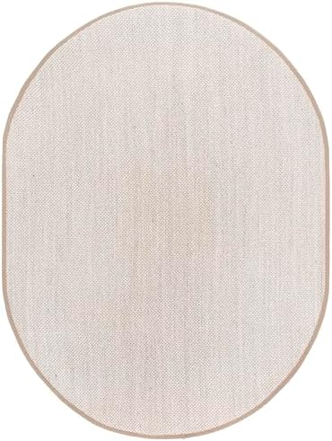 SAFAVIEH Natural Fiber Oval Rug 6x8 Textured, Marble & Linen NF143B - Image 3