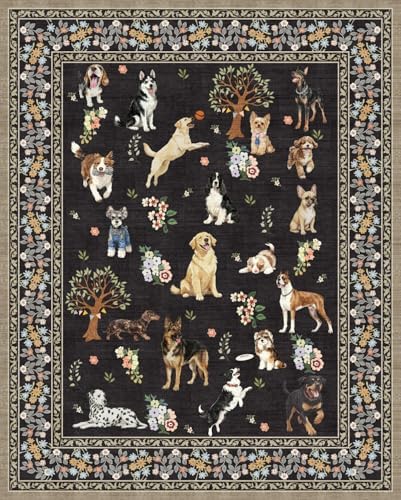 Black Floral Area Rug 8x10 for Living Room Bedroom by WelcometoBabovid