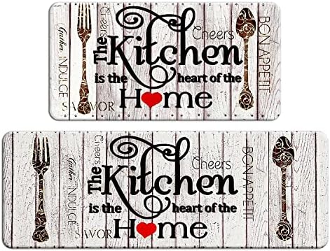FRESHMINT Farmhouse Kitchen Mats Sets 2 Piece Cushioned Anti-Fatigue Comfort Mat for Home & Office Ergonomically Engineered Memory Foam Kitchen Rug Waterproof Non-Skid, 30" by 17" + 47" by 17",Home by FRESHMINT
