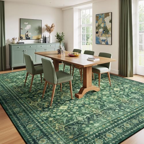 Lessymo Washable Area Rugs 9x12 for Living Room,Soft Non Slip Carpet Green - Image 6