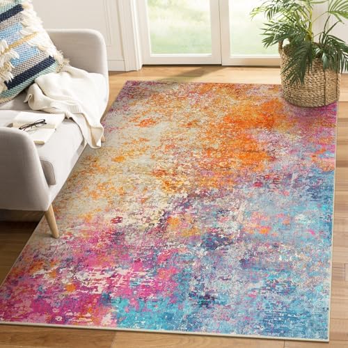 Lahome Modern Abstract Area Rug - 4x6 Colorful Living Room Rug Soft Bedroom Rug Washable Entryway Mat, Rainbow Non Slip Indoor Floor Throw Carpet for Basement Apartment Playroom Office by Lahome