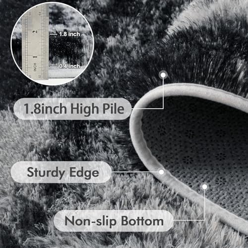 5x7 Ft Large Shag Rugs for Bedroom Living Room, Tie Dyed Ultra Soft Fluffy Furry Area Rug for Indoor Floor, Aesthetic Carpet for Home Decor (Grey) - Image 5