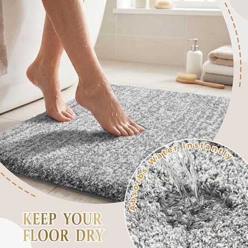 Bathroom Runner Rug Non Slip Washable 70x24,Extra Long Bath Mat,Gray&White - Image 5