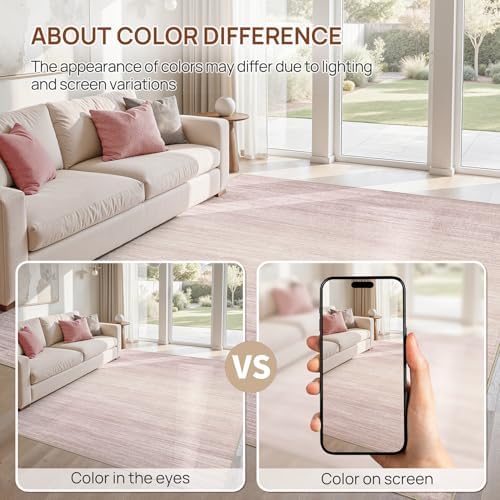 UERMEI 6x9 Washable Area Rug - Neutral Modern Abstract Living Room Rugs, Non-Slip Soft Large Indoor Floor Carpet for Bedroom Home Office & Under Dining Table Decor, Soft Pink - Image 5
