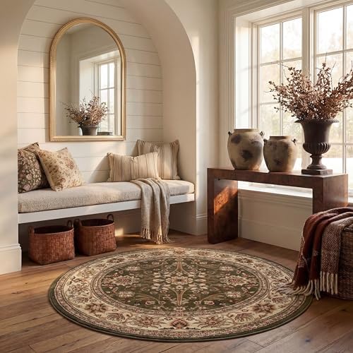 SAFAVIEH Lyndhurst Round Rug 5'3", Sage & Ivory LNH212C by Unknown