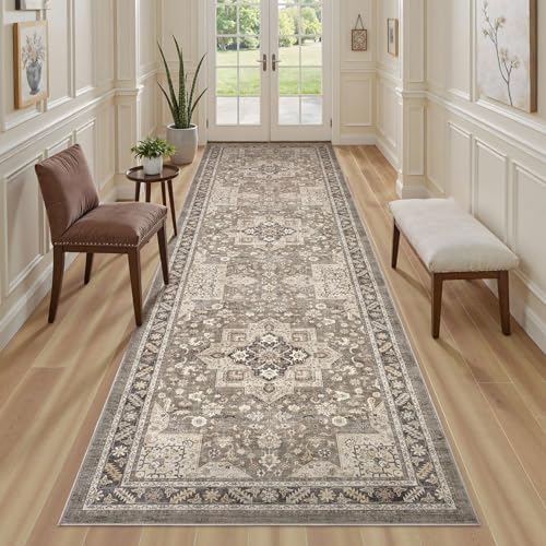 cotiled 3x8 Hallway Runner Rug for Entryway, Non-Slip Vintage, Brown - Image 5