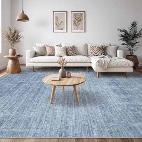 Tortania Area Rug Living Room Rugs - 10x12 Washable Large Soft Neutral Boho Moroccan Bohemian Farmhouse Rug Indoor Floor Carpet for Bedroom Under Dining Table Home Office Decor - Slate Blue - Image 6