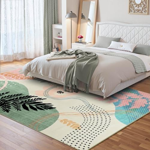 ST. BRIDG Green Botanical Print Washable Rugs for Living Room Bedroom, 4x6 Washable Area Rugs Ultra-Thin Soft Boho Rug, Non Slip Low Pile Stain Resistant Carpet for Kitchen, Laundry, Dining Room - Image 3