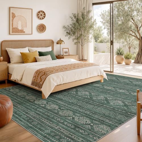 Nakagishi 8X10 Area Rugs Living Room: Washable Boho Large Neutral Modern Soft Farmhouse Green Rug Stain Resistant Indoor Floor Non-Slip Carpet for Women Home Enthusiasts Aged 25-45 - Bedroom Room - Image 6