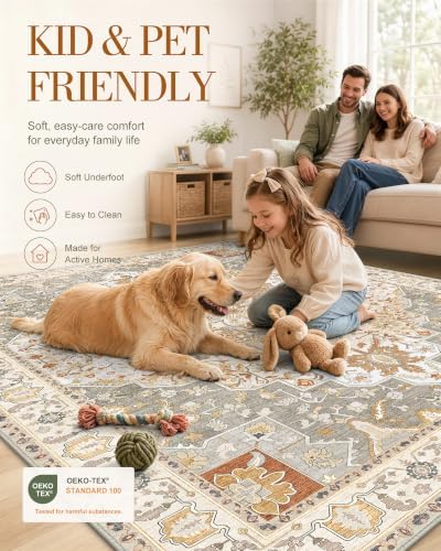 OLANLY 4x6 Washable Area Rugs, Soft Non Slip Carpet for Bedroom Living Room - Image 5