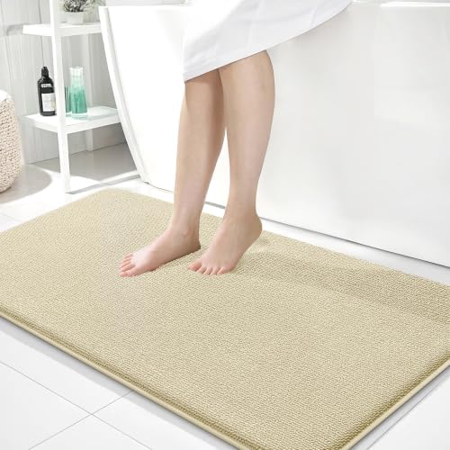 OLANLY Memory Foam Bathroom Runner Rug 40x24, Absorbent Long Bath Mat, Sand by OLANLY