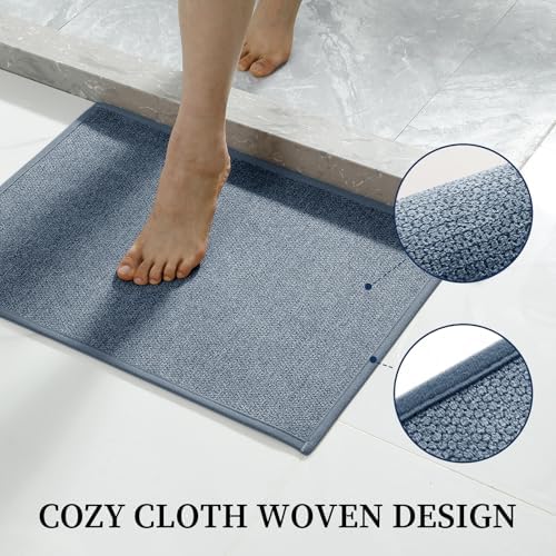 YIHOUSE Navy Blue Bathroom Rugs Sets 2 Piece, Quick Dry Thin Bath Mat, Non Slip Absorbent Machine Washable, Bath Rugs for Bathtub Sink Home Decor (17"x24" + 17"x32") - Image 3