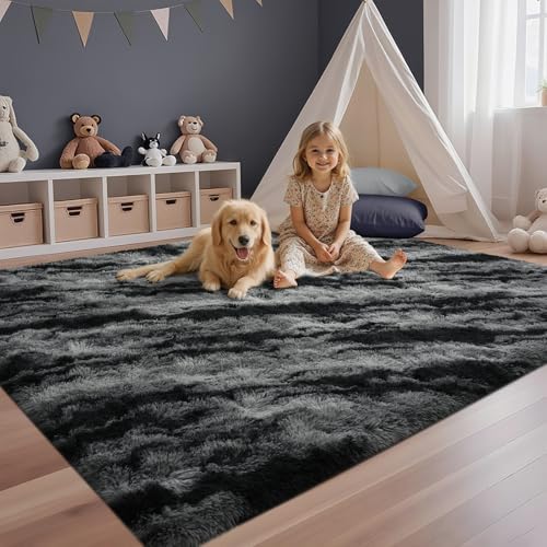 4x6 Feet Area Rugs for Bedroom, Zebra Black Plush Fluffy Shaggy Living Room Rugs Non-Slip, Ultra Soft Carpet for Nursery Kids PlayRoom Dorm Office Indoor - Image 3