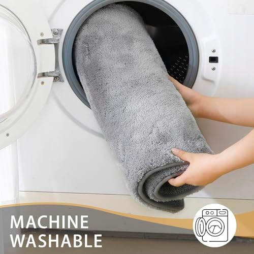 MINIDEAR Bathroom Rugs 60x20 Dark Gray - Thick Memory Foam Bath Mat, Ultra Soft & Plush Fluffy, Non-Slip, Quick Dry, Absorbent Washable Floor Microfiber Mat for Tub, Home Decor Accessories - Image 5