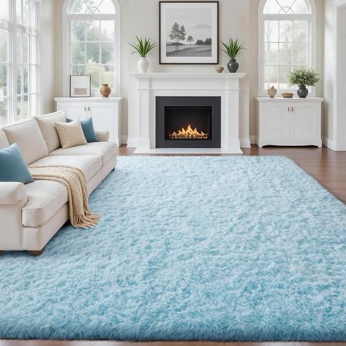 Ophanie Area Rugs for Bedroom Living Room,Light Blue,Rectangular,8'x10' by Ophanie