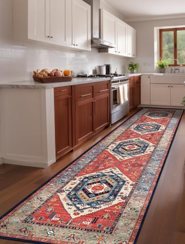 SERISSA 3x12 Washable Non Slip Boho Runner Rug for Hallway，Rust - Image 3