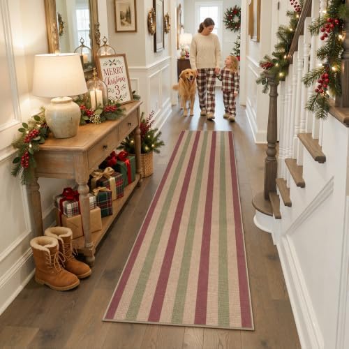 Lahome Christmas Striped Kitchen Runner Rug, 2x8 Decor Rugs for Entryway - Image 4