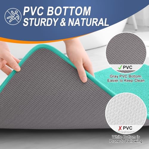 OLANLY Thick Memory Foam Bathroom Rugs 36x24, Soft Absorbent Bath Mat, Teal - Image 4