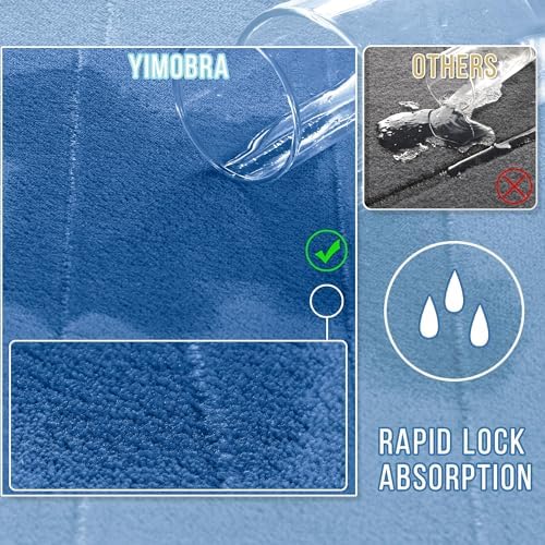 Yimobra Memory Foam Bath Mat, Super Soft Absorbent Bathroom Rug Non Slip 31.5x20 Inch, Quick Dry, Machine Washable Floor Carpet for Tub Shower, Home Decor Accessories, Blue - Image 4