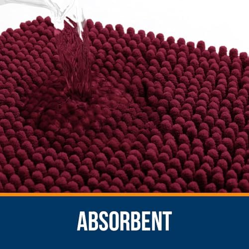 OLANLY Bathroom Rugs Sets 3 Piece, 47"x20"+24"x16"+24"x20", Burgundy - Image 3