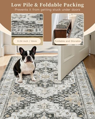Madane Hallway Runner Rug 3x12 Washable Kitchen Runners 12ft, Black - Image 6