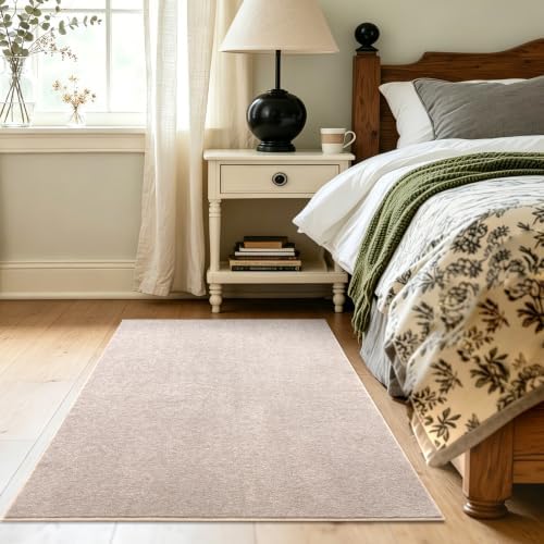 3x5 Oatmeal/White Area Rug Washable Non-Slip Soft Thin for Bedroom Kitchen - Image 4