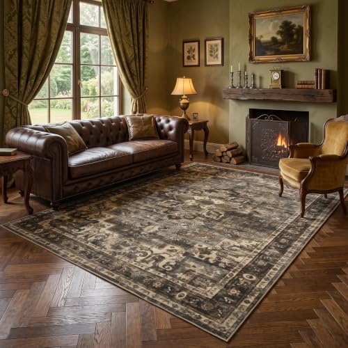GarveeHome 8x10 Area Rugs for Living Room Vintage Washable Rug Olive Green by GarveeHome