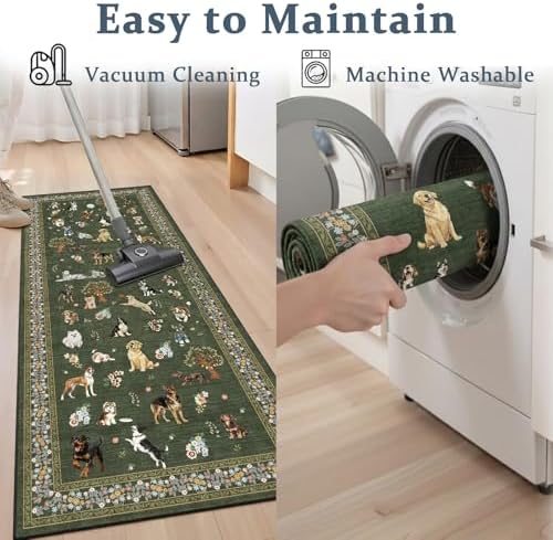 Dark Green Floral Hallway Runner Rug 2x6 for Bedroom Kitchen - Image 6