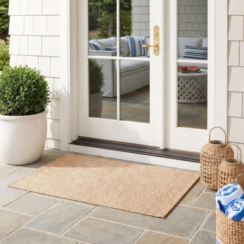 SAFAVIEH Outdoor Accent Rug 2'x3'7" - Courtyard Collection - Coastal Design, Natural & Cream, Durable & Easy Cleaning, Ideal for Patio, Entryway, Mudroom (CY8022-03012) by Unknown