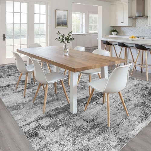 LOONGRUG 8x10 Area Rugs Washable Neutral Modern Living Room Rug Black Gray - Image 5