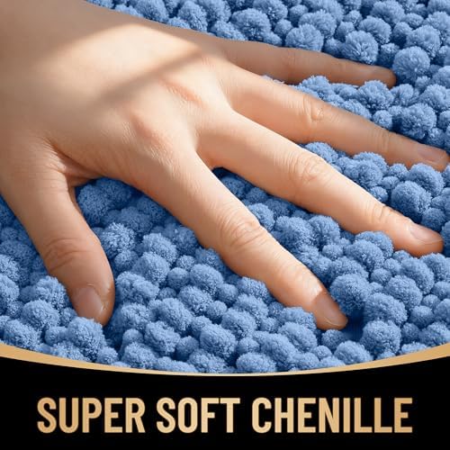 OLANLY Thick Chenille Large Bathroom Rugs Mats 40x32, Cornflower Blue - Image 2