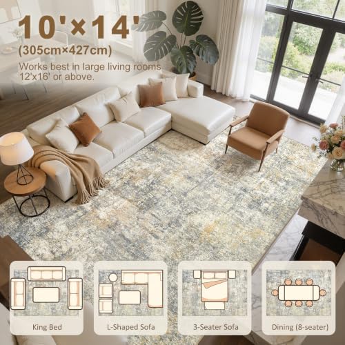 kakania Washable 10x14 Area Rug for Living Room: Abstract Modern Home Decor - Image 2