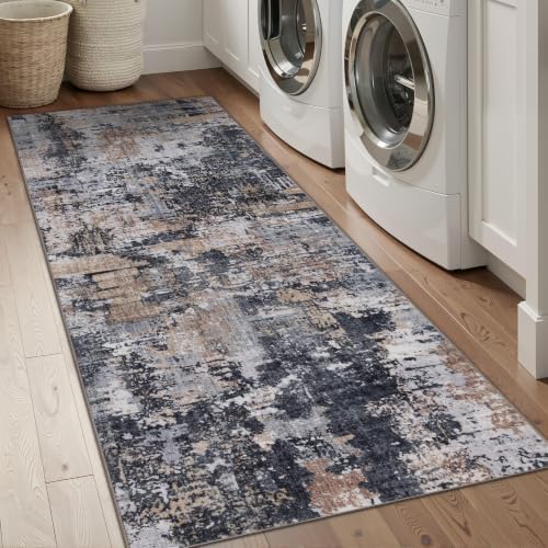 Sasttie 2x8 Runner Rug, Modern Abstract Hallway Carpet, Black & Cream by SASTTIE