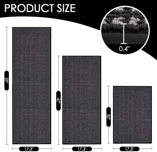 hicorfe Waffle Kitchen Runner Rugs Set of 3,Non Slip Kitchen Mats for Floor - Image 2