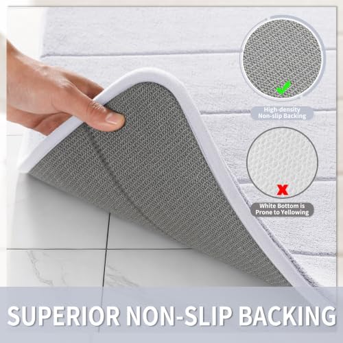 Yimobra Long Bath Mat 44"x24", Super Soft Quick Dry Memory Foam Bathroom Rug, Water Absorbent, Non Slip Backing Machine Washable for Tub Shower, Thick Comfort Support, White - Image 5