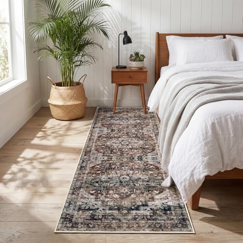 GarveeHome Washable Rug Runner 2x10 Vintage Runners for Hallways Brown - Image 2