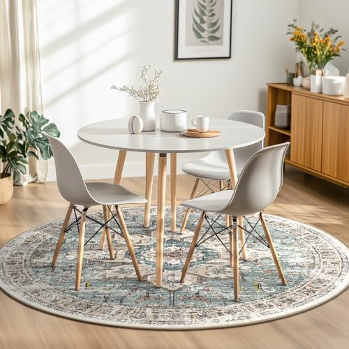 BESTSWEETIE Washable Boho Round 8ft Area Rug for Living Room, Green Brick - Image 4
