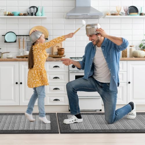 StepRite Kitchen Rugs 2 PCS, Kitchen Mats for Floor, 20"X32"+20"X47", Grey - Image 6