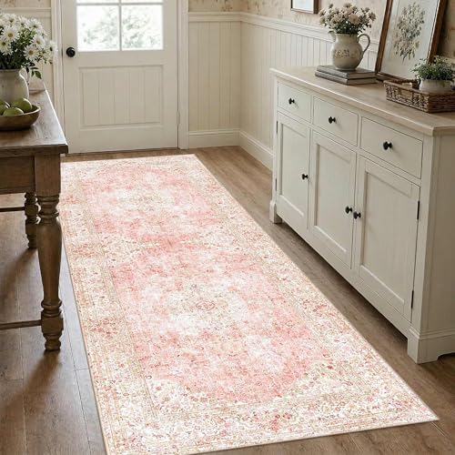 2'6"x8 Washable Hallway Runner Pink Rug for Kitchen Non Slip - Image 3