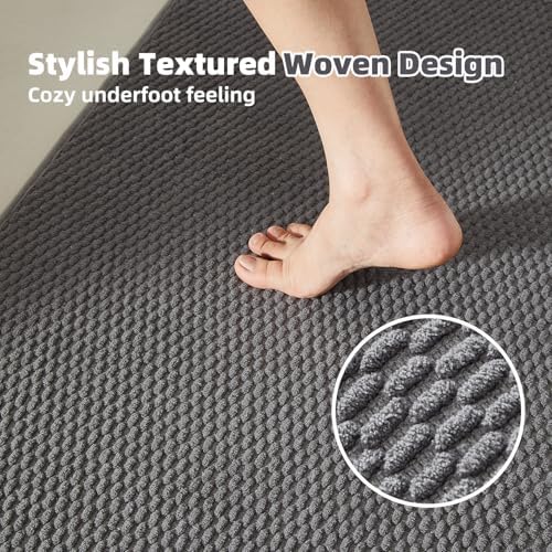 TYUU Bathroom Rugs Non Slip Washable, Super Absorbent Thin Bath Mat Small Quick Dry Low Pile Bathroom Rug, Dark Grey 20"x30" - Image 3
